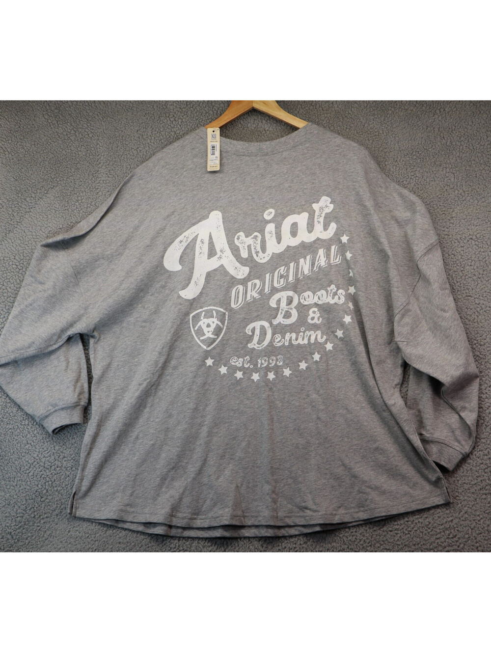ARIAT Long Sleeve T Shirt Women 2XL Grey Graphic NWT New